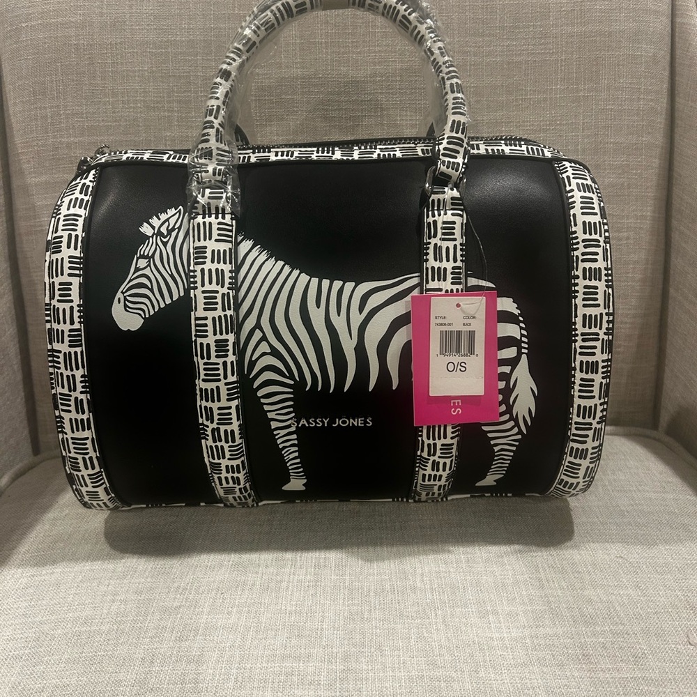 Sassy Jones Dottie Zebra Print Black and White Purse